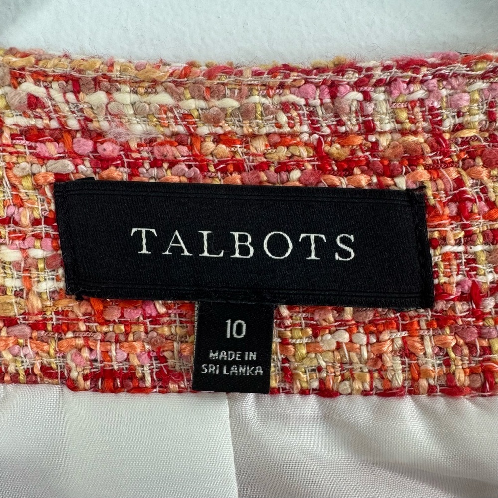 Talbots Women’s Tweed Blazer Jacket Orange Yellow Textured Career Work Size 10 - Picture 4 of 10